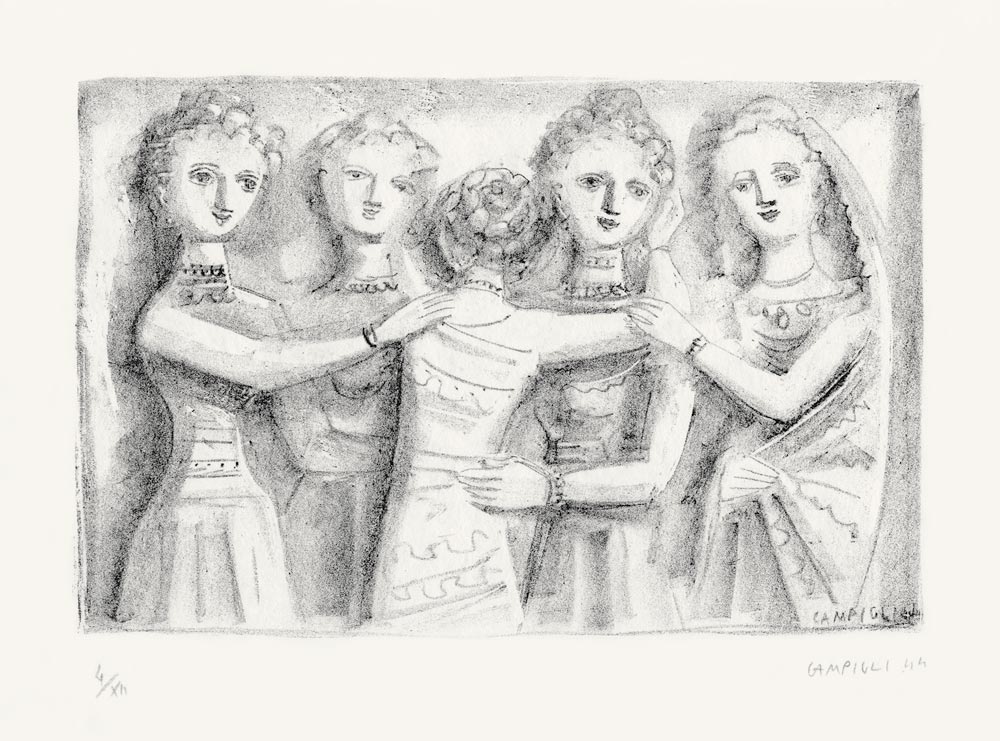 Massimo Campigli, Lithographie, -Saffo, Non è lecito il pianto-, 1944