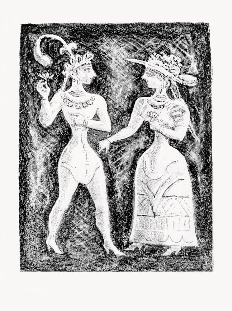 Massimo-Campigli-Estampe-Lithographie-Theseus,-Costumi-Cretesi--1949