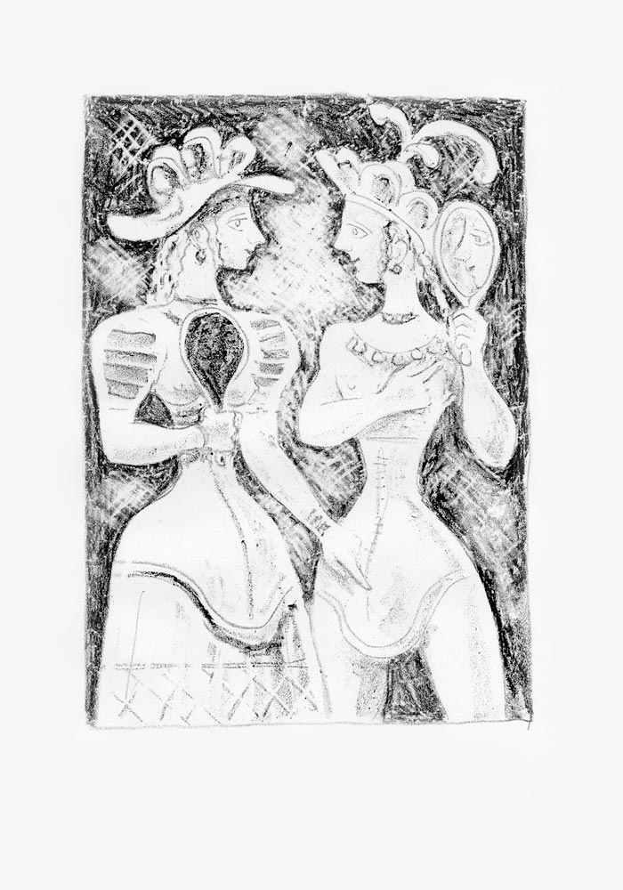 Massimo Campigli, Lithographie, -Theseus, Fedra II-, 1949