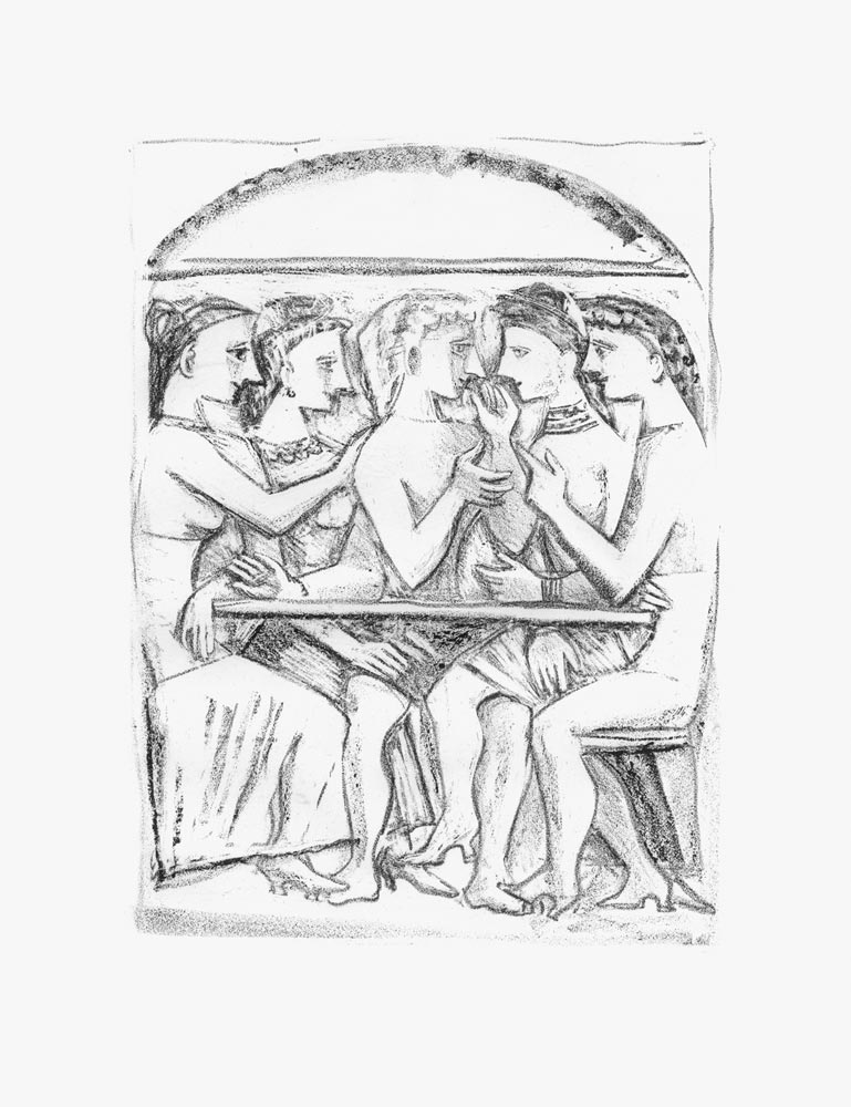 Massimo-Campigli-Estampe-Lithographie-Theseus,-il-pasto--1949