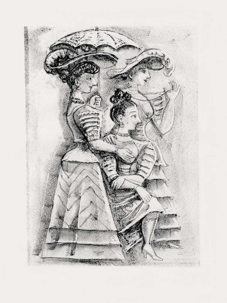 Massimo Campigli, Lithographie, -Theseus, Pasifae-, 1949