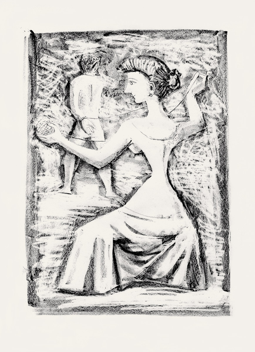 Massimo Campigli, Lithographie, -Theseus, Studio per Arianna I-, 1949