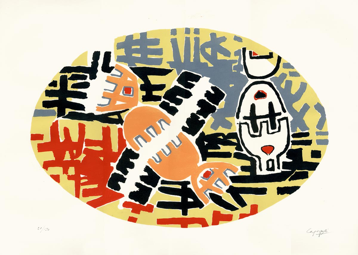 Giuseppe Capogrossi, Lithographie, -Sans titre-, 1957