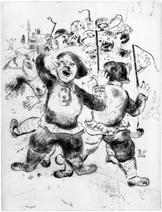 Marc-Chagall-Estampe-Eau-forte-Attroupement des Passants-Vollard-Tériade, 1948-1923-1927