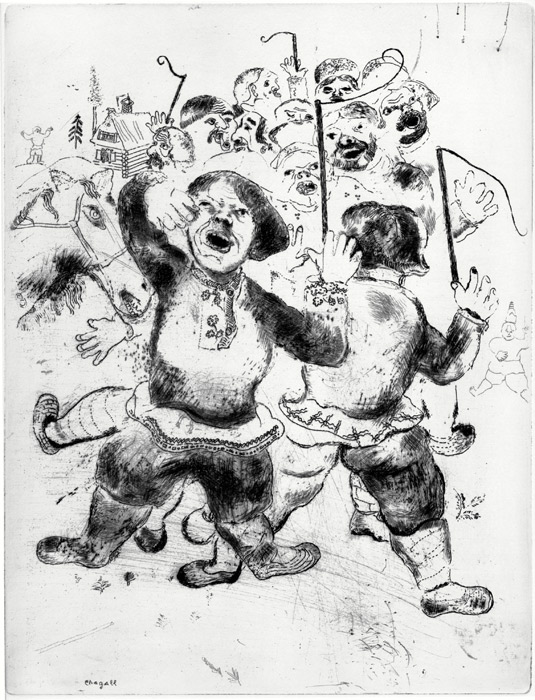 Marc Chagall, Eau-forte, -Attroupement des Passants-, 1923-1927