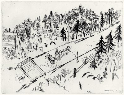 Marc-Chagall-Estampe-Eau-forte-En Chemin-Vollard-Tériade, 1948-1923-1927