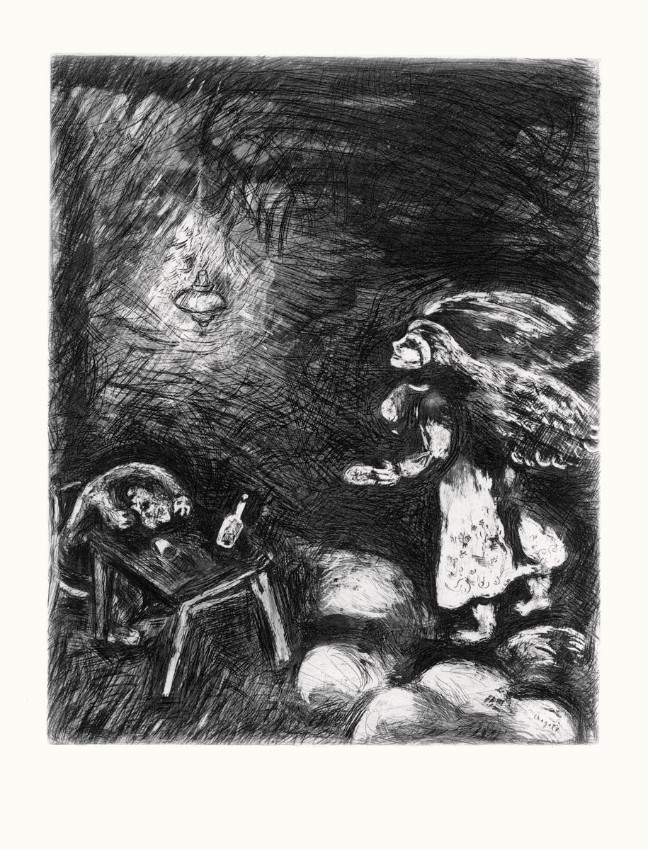 Marc Chagall, Eau-forte, -L-Ivrogne et sa femme-, 1927-1930