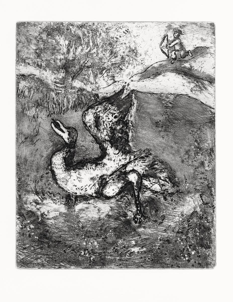 Marc Chagall, Eau-forte, -L-Oiseau blessé d-une flèche-, 1927-1930