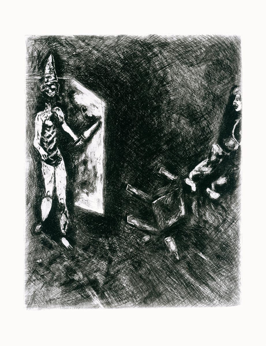 Marc Chagall, Eau-forte, -La Mort et le malheureux-, 1927-1930