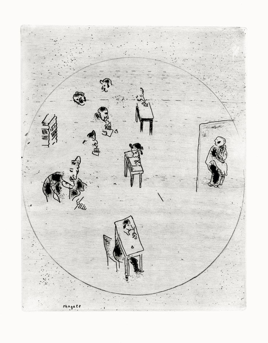 Marc Chagall, Eau-forte, -Le Bureau des contrats-, 1923-1927