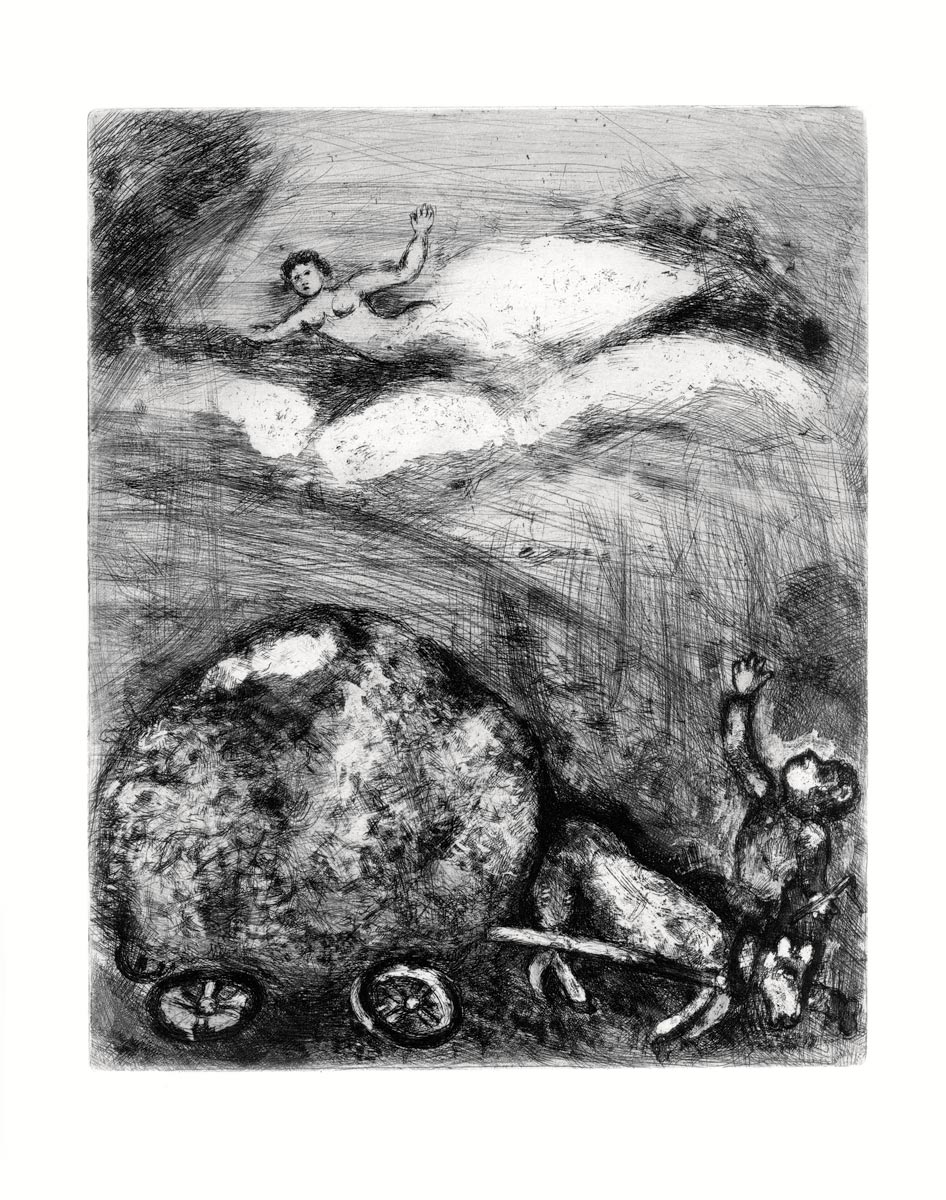 Marc-Chagall-Estampe-Eau-forte-Le Charretier embourbé-Vollard-Tériade, 1952-1927-1930