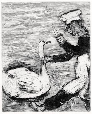 Marc-Chagall-Estampe-Eau-forte-Le Cygne et le cuisinier-Vollard-Tériade, 1952-1927-1930