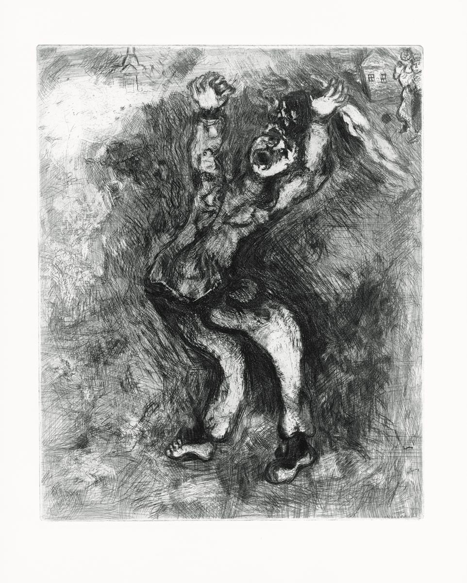 Marc Chagall, Eau-forte, -Le Fou qui vend la sagesse-, 1927-1930