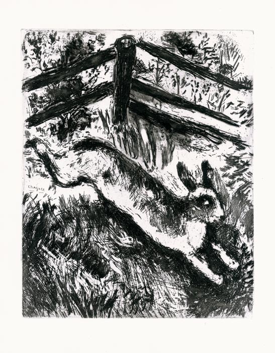 Marc Chagall, Eau-forte, -Le Lièvre et les Grenouilles-, 1927-1930