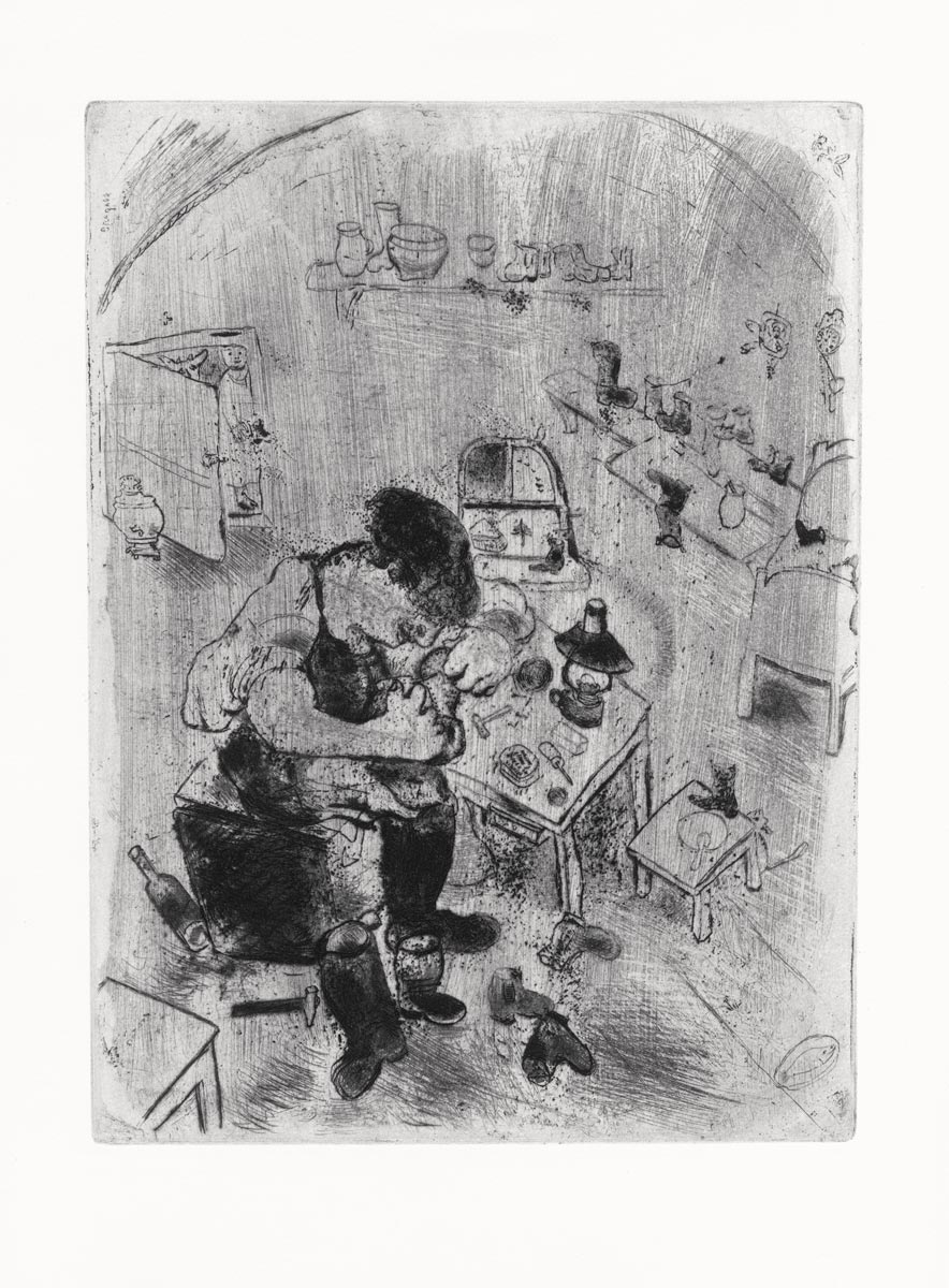 Marc-Chagall-Estampe-Eau-forte-Le Savetier-Vollard-Tériade, 1948-1923-1927