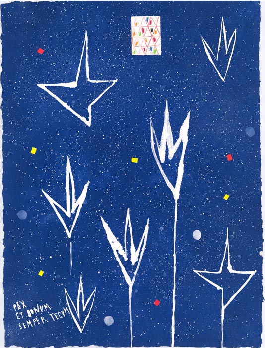 Nicola De Maria, Eau-forte, -Pax et bonum semper tecum-, 1983