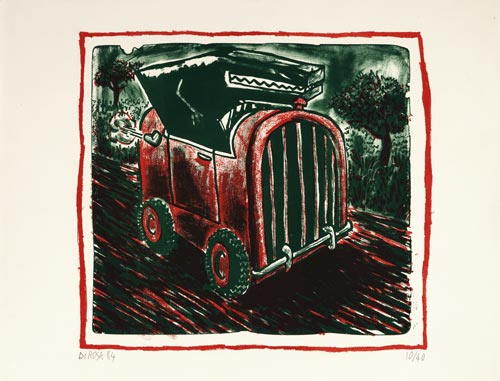 Hervé Di Rosa, Lithographie, -La voiture de Raphael-, 1984