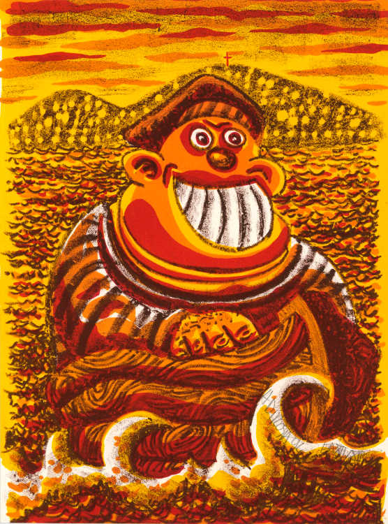 Hervé Di Rosa, Lithographie, -Marin à Sète-, 1994
