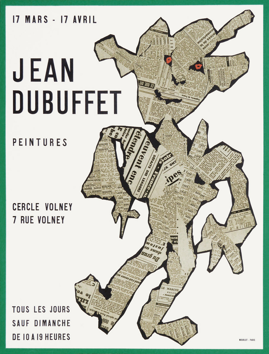 Jean-Dubuffet-Affiche-Lithographie-Jean Dubuffet, Peintures-Cercle Volney, Paris-1954
