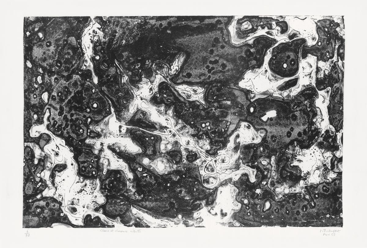 Jean Dubuffet, Lithographie, -Chars et chevaux célestes-, 1953