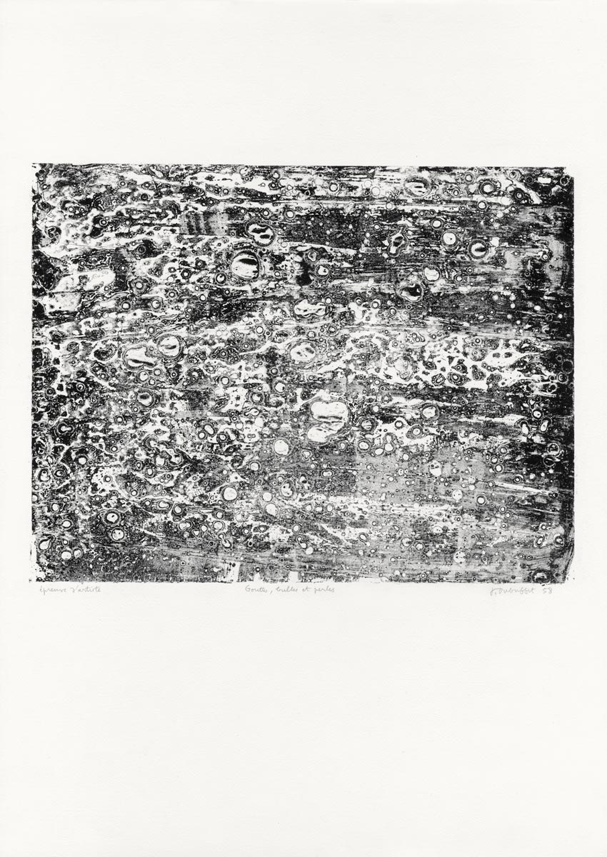 Jean Dubuffet, Lithographie, -Les phénomènes, Gouttes, bulles et perles-, 1958