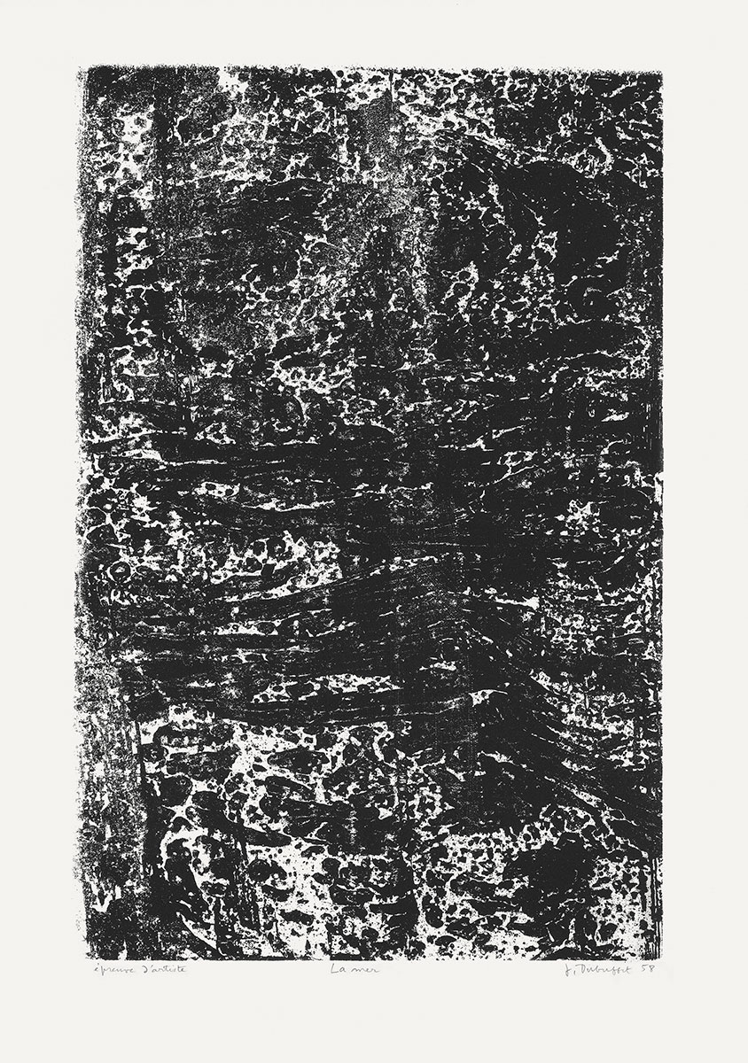 Jean Dubuffet, Lithographie, -Les phénomènes, La mer-, 1958