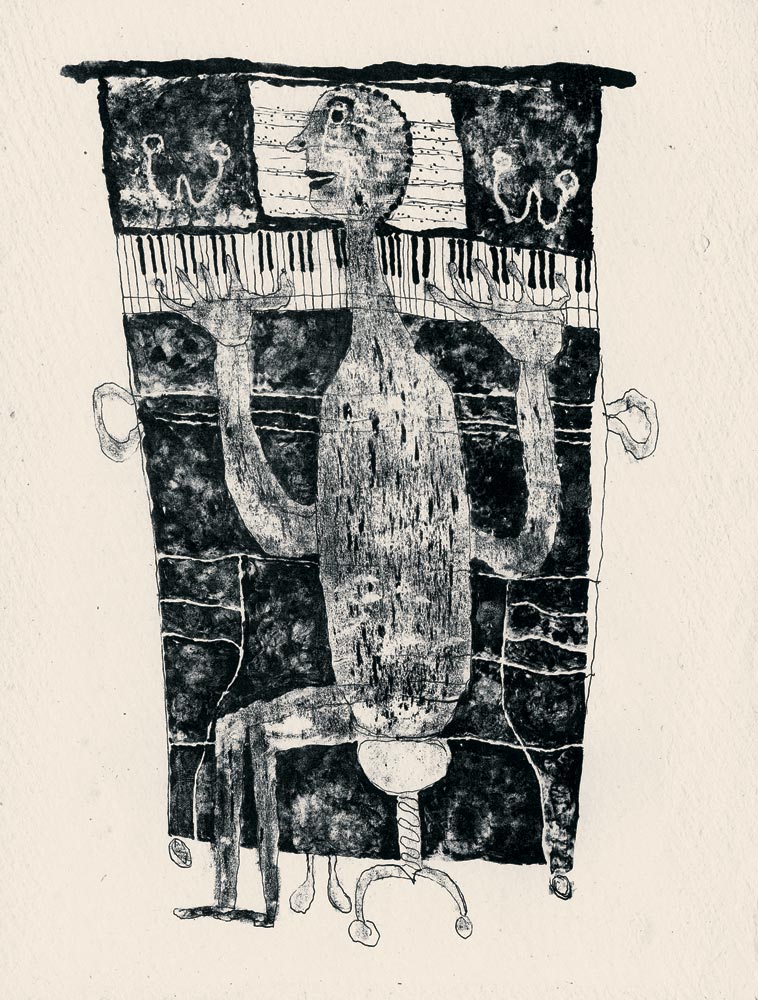 Jean Dubuffet, Lithographie, -Matière et Mémoire, Pianiste-, 1944