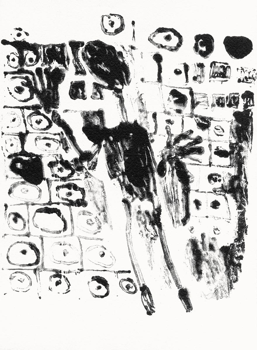Jean Dubuffet, Lithographie, -Mur et homme-, 1945