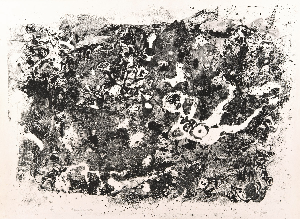 Jean Dubuffet, Lithographie, -Paysage à la folle-, 1953