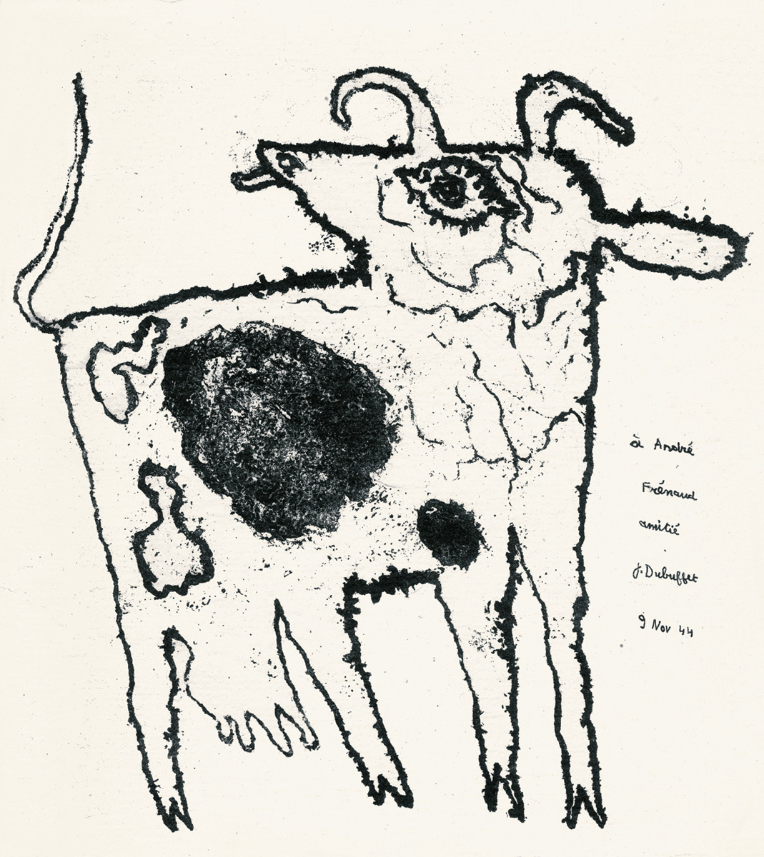 Jean-Dubuffet-Livre-Lithographie-Vache-bleue-dans-une-ville-Pierre-Seghers,-Paris-1944