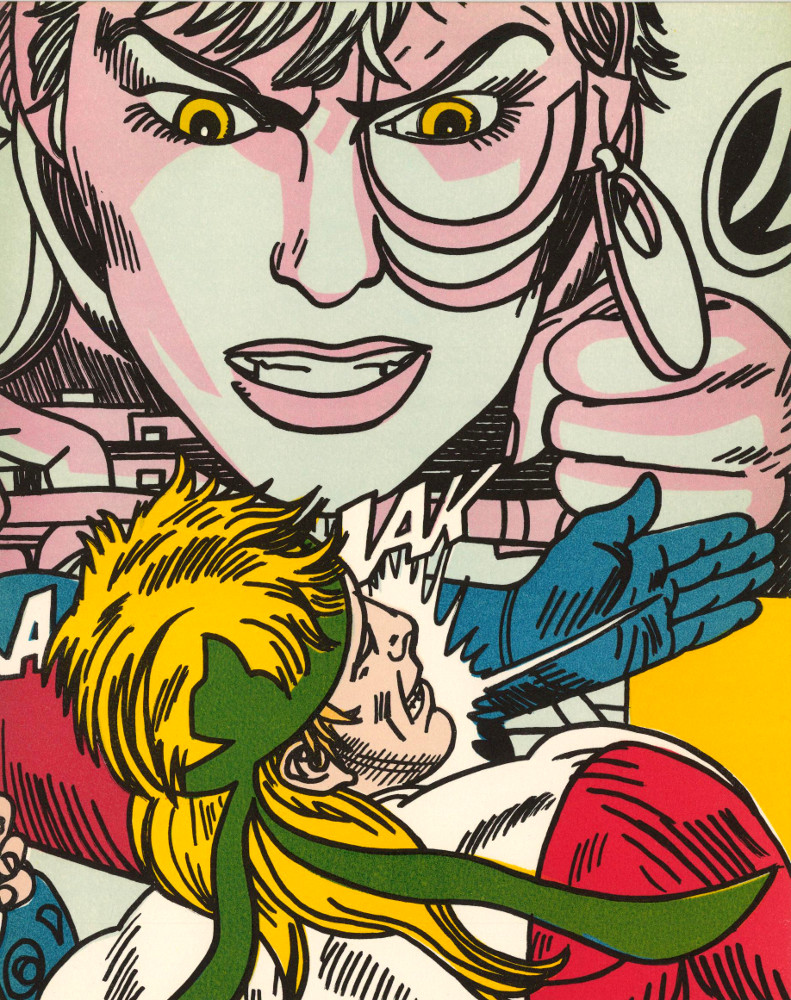 Gudmundur Erró, Lithographie, -La gifle-, 1986