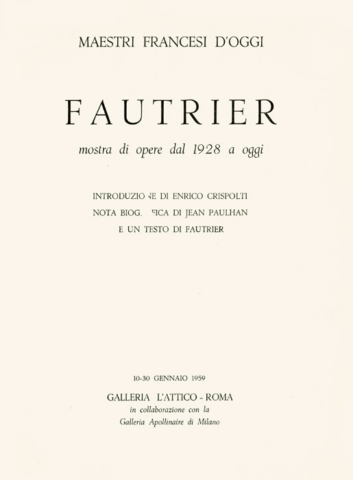 Jean-Fautrier-Catalogue-Offset-Fautrier-mostra-di-opere-dal-1928-a-oggi-Galleria-l-Attico,-Roma-1959