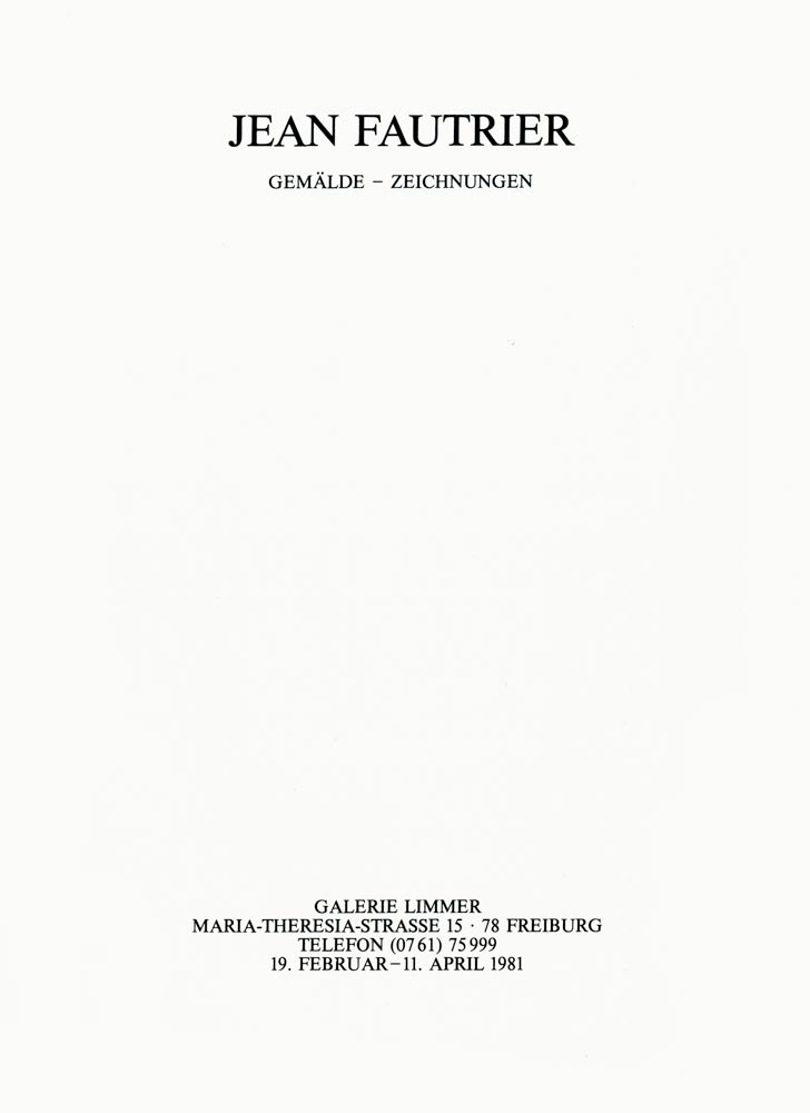 Jean Fautrier, Catalogue, 1981