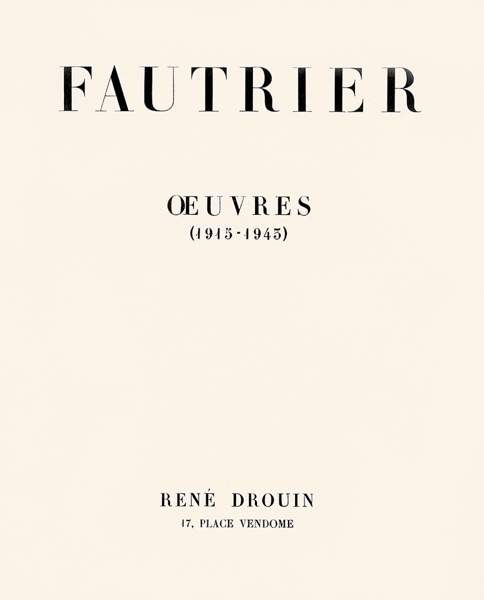 Jean Fautrier, Livre, -Oeuvres (1915-1943)-, 1943