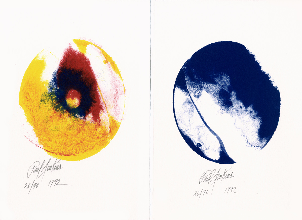 Paul Jenkins, Lithographie, -Pierres circulaires (Diptyque)-, 1992