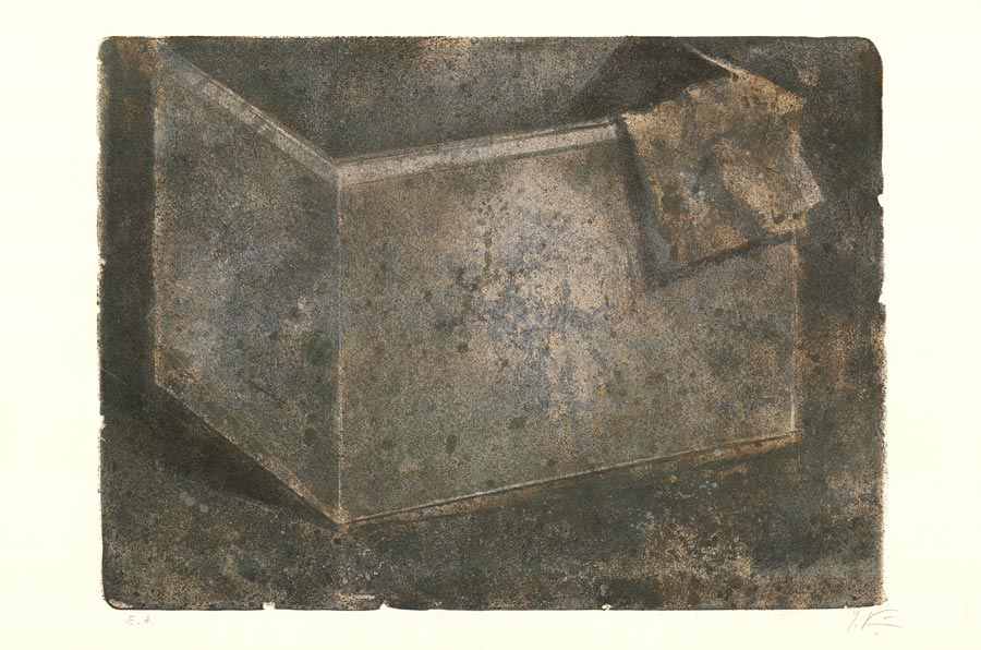 Yuri Kuper, Lithographie, -Boîte et tissus-, 1993
