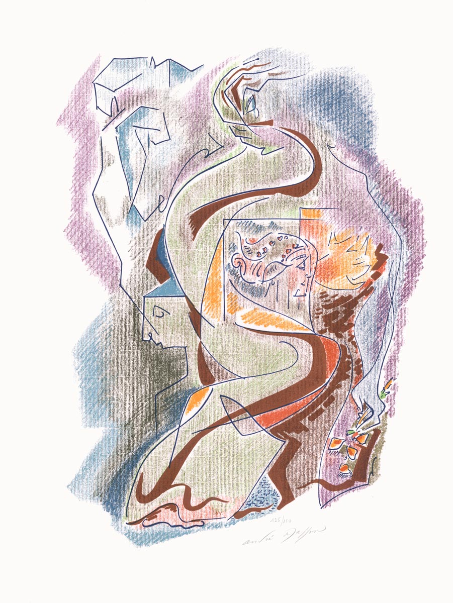 André-Masson-Estampe-Lithographie-Sonnets-Louise-Labé-André-Sauret,-Monte-Carlo-1972