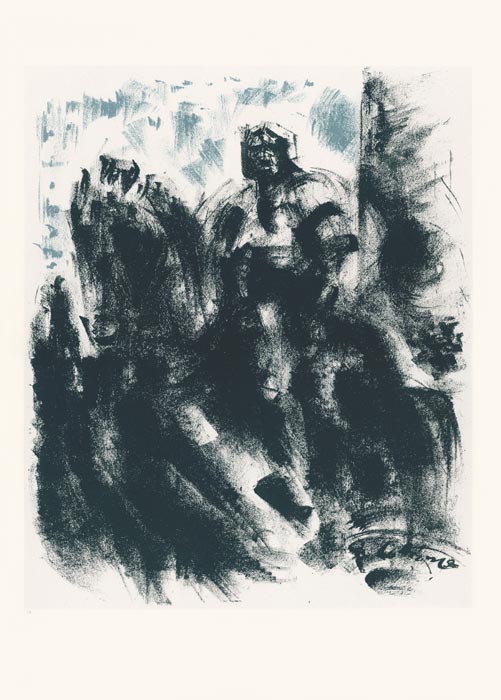 André Masson, Lithographie, -Statue du Colleoni, la nuit (Voyage à Venise)-, 1952