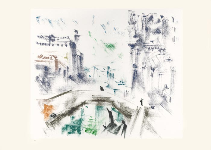 André Masson, Lithographie, -Un campo le matin, (Voyage à Venise)-, 1952