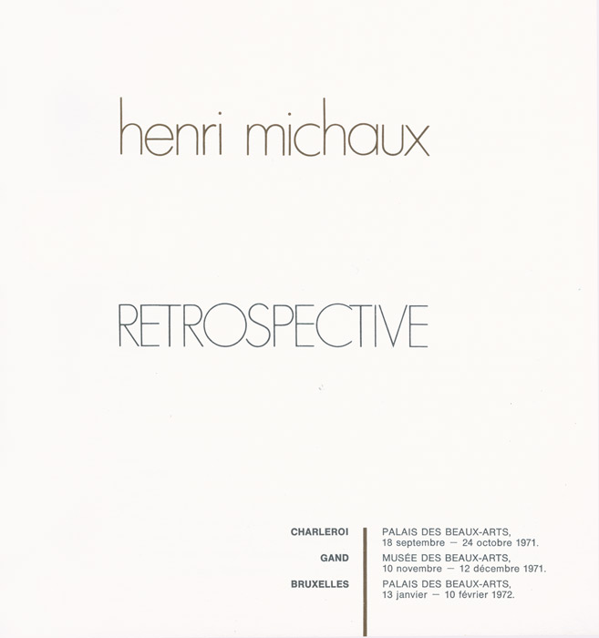 Henri Michaux, Catalogue, 1971