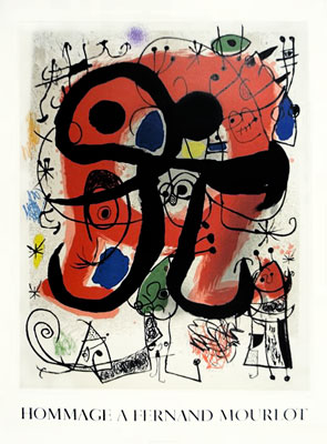 Joan-Miró-Affiche-Lithographie-Hommage à Fernand Mourlot-Mourlot-1990