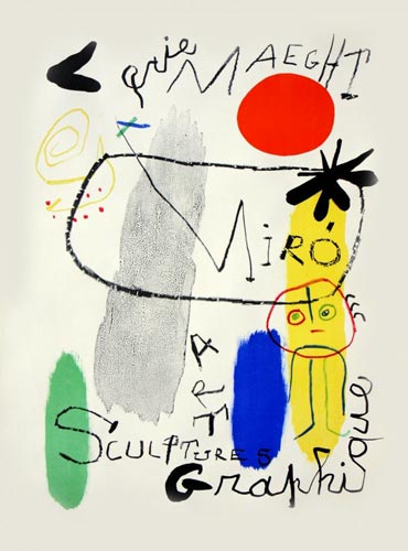 Joan-Miró-Affiche-Lithographie-Miro sculptures art graphique-Galerie Maeght, Paris-1950