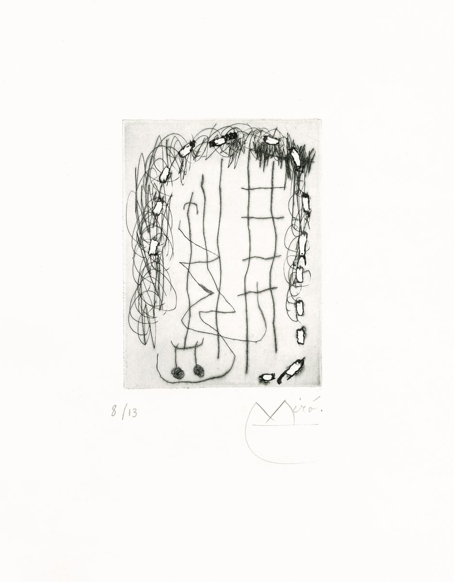 Joan-Miró-Estampe-Eau-forte-Le-Flux-de-l-Aimant-Gaston-Puel,-Veilhes-1964