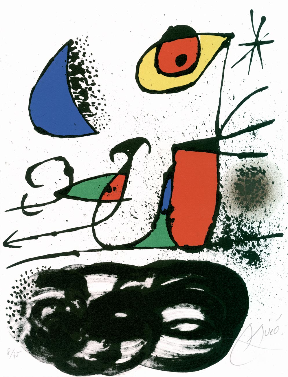 Joan Miró, Lithographie, -Le monde de l-art n-est pas le monde du pardon-, 1974
