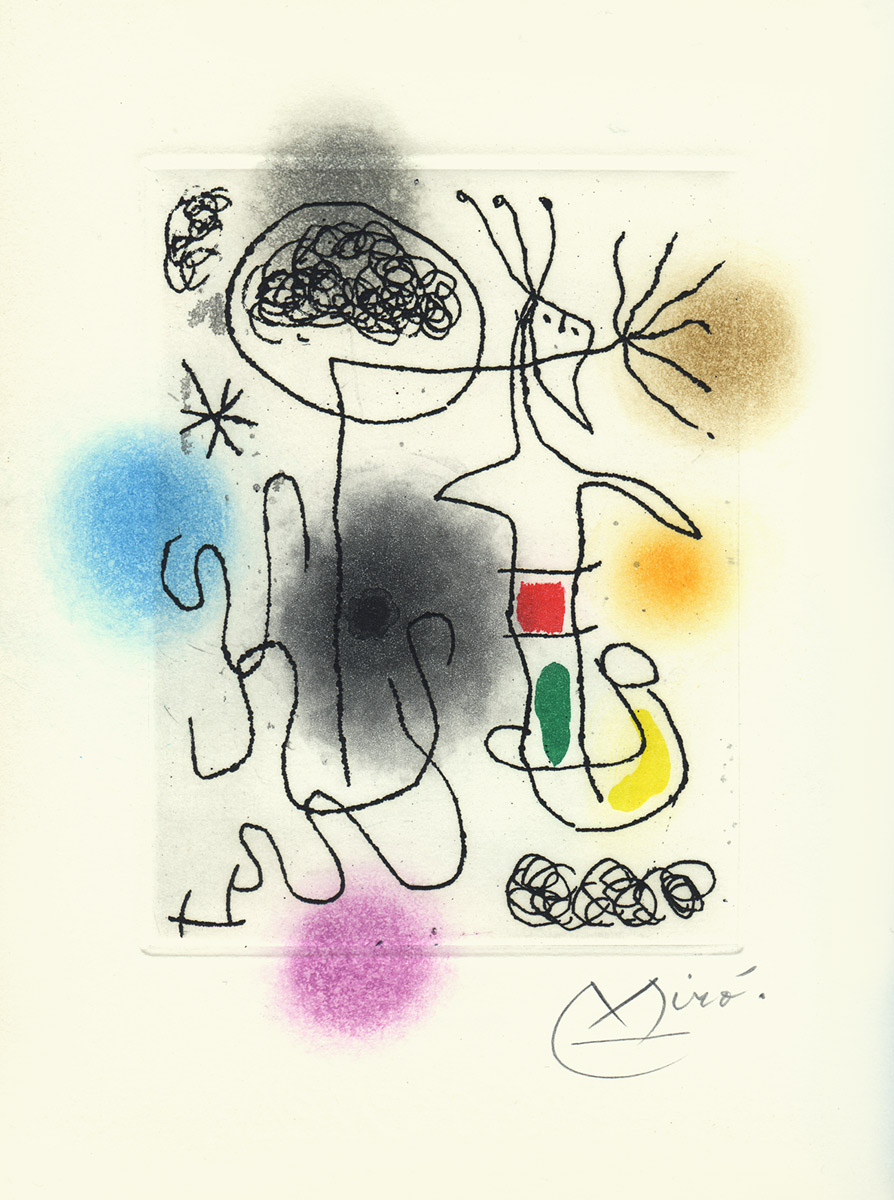 Joan-Miró-Livre-Eau-forte-Midi-le-trèfle-blanc-Glm,-Paris-1968
