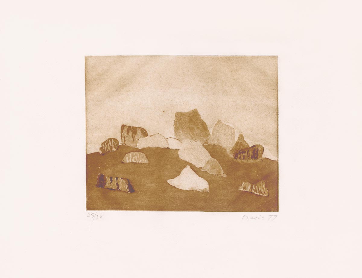 Zoran Music, Eau-forte, -Paysage Rocheux -, 1979