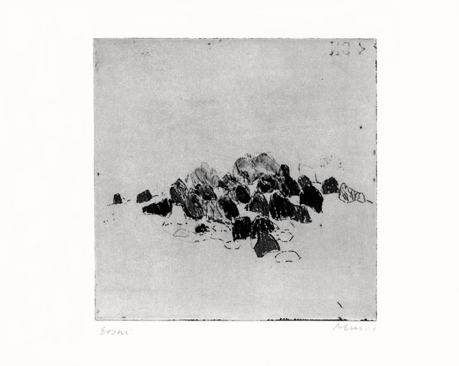 Zoran Music, Eau-forte, -Paysage rocheux-, 1980