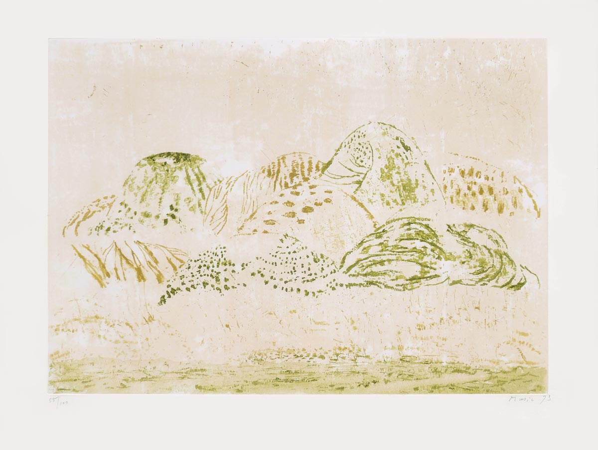 Zoran Music, Eau-forte, -72. Paysage siennois -, 1973