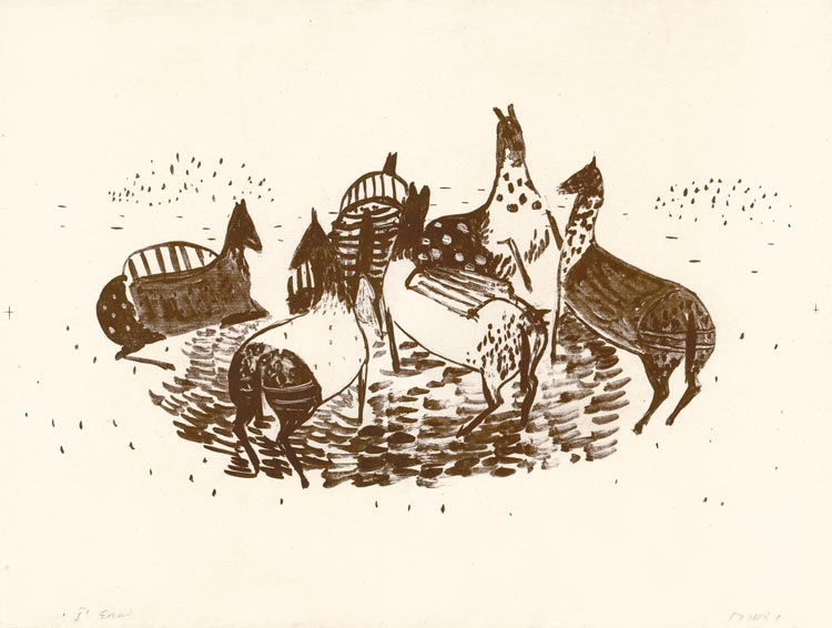 Zoran-Music-Estampe-Lithographie-Spielende Pferde--1949