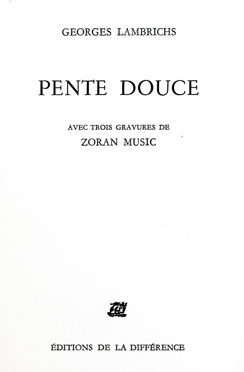 Zoran Music, Livre, -Pente douce-, 1983
